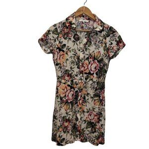 Olivacius Floral Short-Sleeve Button-Up Mini  Dress Women size Small